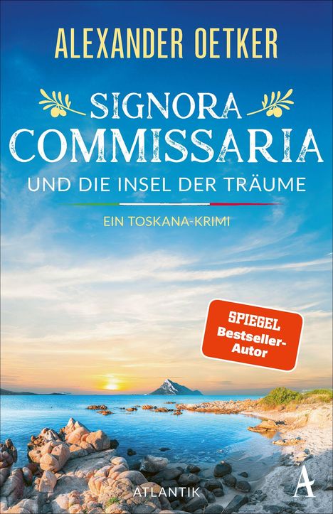 "Signora Commissaria und die Insel der Träume" von Alexander Oetker. Küstenlandschaft mit Sonnenuntergang.