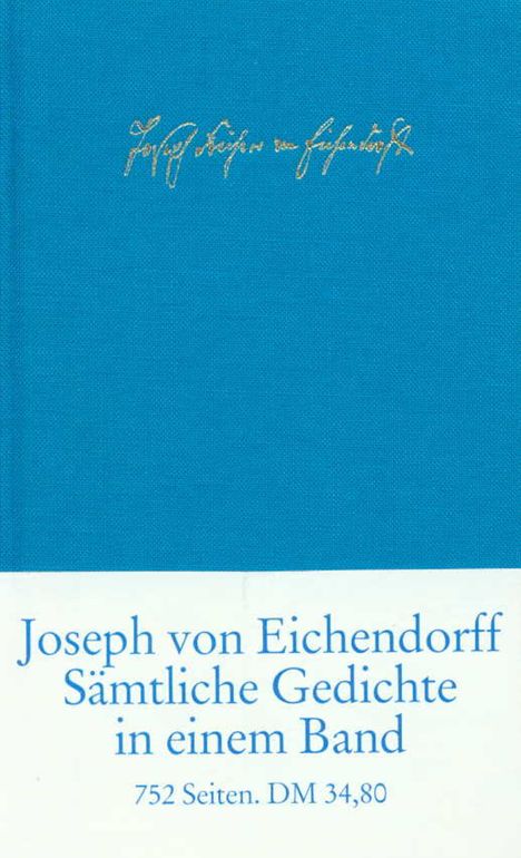 Joseph von Eichendorff: Sämtliche Gedichte und Versepen, Buch
