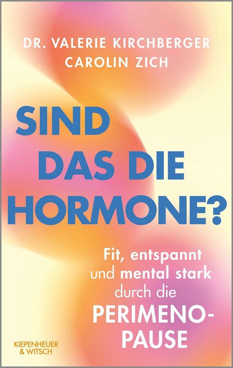 Text: "SIND DAS DIE HORMONE?" und "Fit, entspannt und mental stark durch die PERIMENOPAUSE".  
Hintergrund: Verwaschene Pastellfarben.