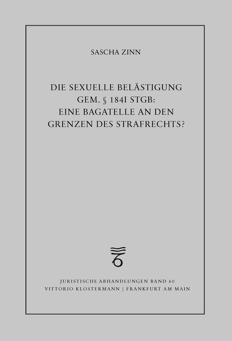 Titel: "DIE SEXUELLE BELÄSTIGUNG GEM. § 184I STGB: EINE BAGATELLE AN DEN GRENZEN DES STRAFRECHTS?" von Sascha Zinn.