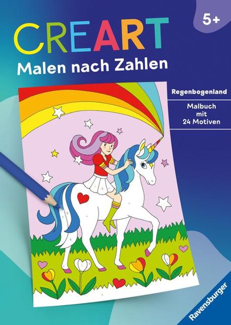 Ravensburger CreArt Malen nach Zahlen ab 5: Regenbogenland, Malbuch, 24 Motive, Buch