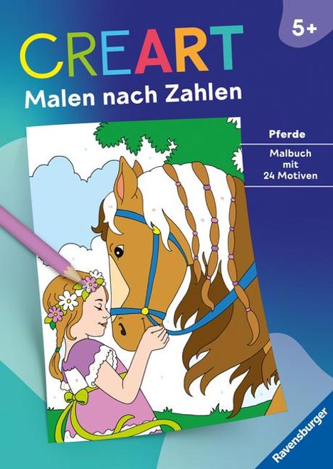 Ravensburger CreArt Malen nach Zahlen ab 5: Pferde, Malbuch, 24 Motive, Buch