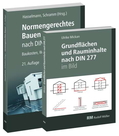Willi Hasselmann: Buchpaket: Normengerechtes Bauen nach DIN 276/DIN 277 &amp; Grundflächen und Rauminhalte nach DIN 277 im Bild, Buch