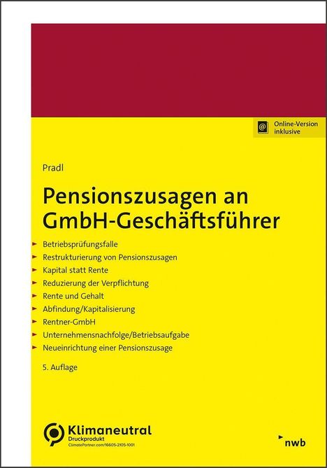 Jürgen Pradl: Pensionszusagen an GmbH-Geschäftsführer, 1 Buch und 1 Diverse