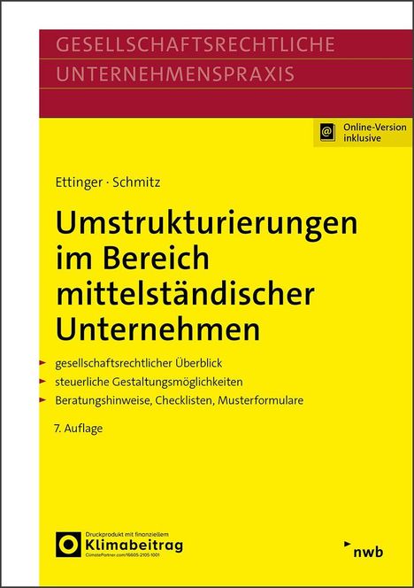 Jochen Ettinger: Umstrukturierungen im Bereich mittelständischer Unternehmen, 1 Buch und 1 Diverse