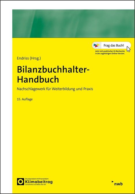 Endriss (Hrsg.), Bilanzbuchhalter-Handbuch, 15. Auflage. Gelber Hintergrund, Logo unten links.