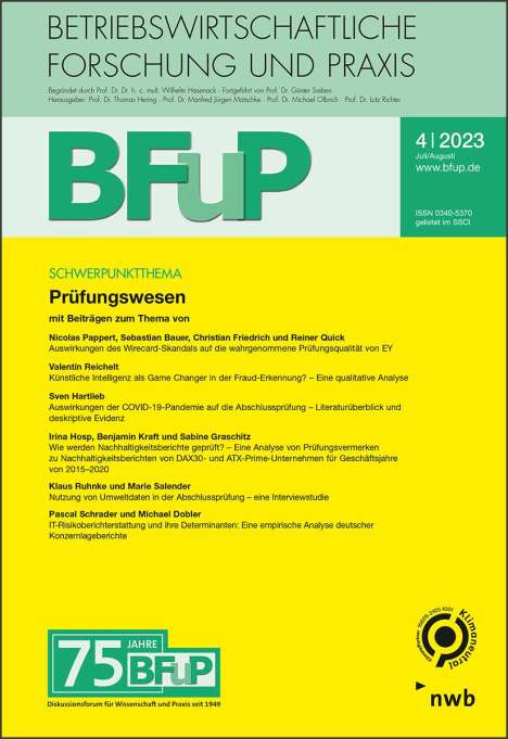 Prüfungswesen. BFuP 4/2023, Buch