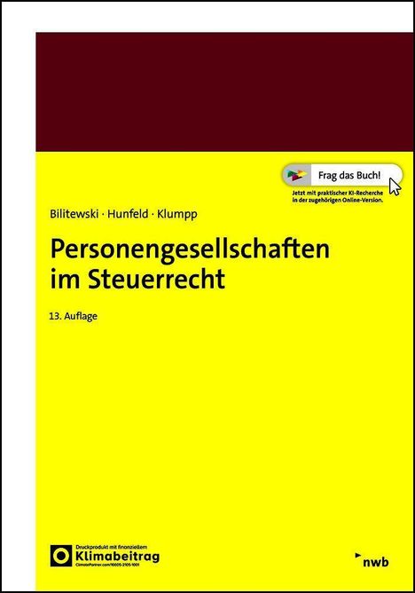 "Personengesellschaften im Steuerrecht, 13. Auflage." Oben braun, unten gelber Hintergrund, kleines Logo unten.