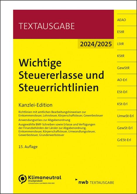 Wichtige Steuererlasse und Steuerrichtlinien, 1 Buch und 1 Diverse