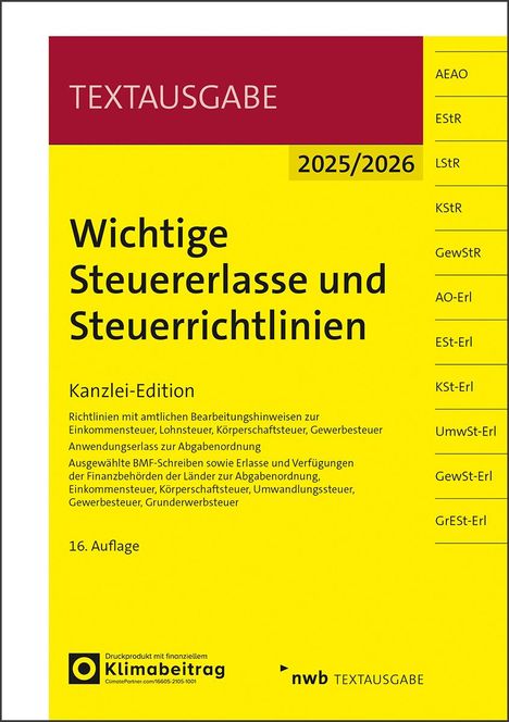 Wichtige Steuererlasse und Steuerrichtlinien, 1 Buch und 1 Diverse