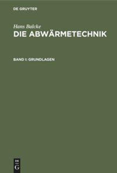 Hans Balcke: Grundlagen, Buch