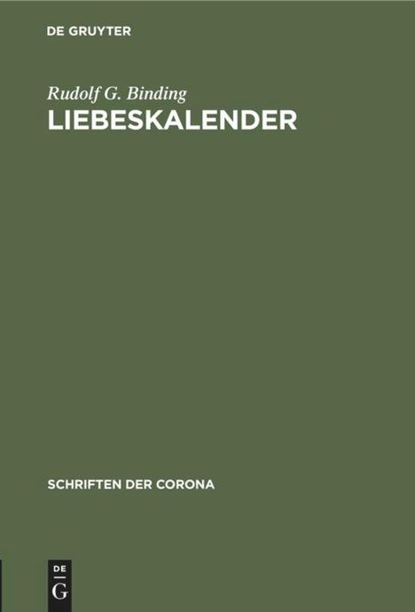 Rudolf G. Binding: Liebeskalender, Buch