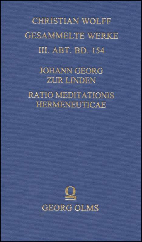 Johann Georg Zur Linden: Ratio meditationis hermeneuticae imprimis sacrae methodo systematica proposita, Buch