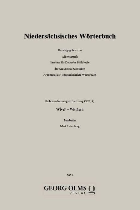 Niedersächsisches Wörterbuch, Buch