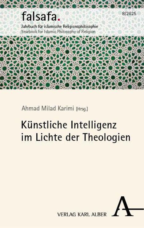 Titel: "Künstliche Intelligenz im Lichte der Theologien". Ornamentales Muster, Verlag Karl Alber.