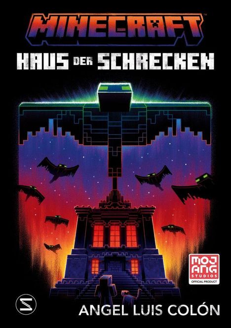 „MINECRAFT: HAUS DER SCHRECKEN“ von Angel Luis Colón. Ein Gebäude mit leuchtenden Fenstern, umgeben von fliegenden Kreaturen.