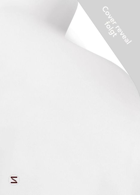 "Cover reveal folgt" steht auf einer umgeblätterten grauen Ecke, weißer Hintergrund, kleines Logo links unten.