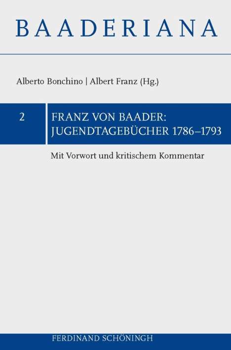 Franz von Baader: Jugendtagebücher 1786-1792, Buch