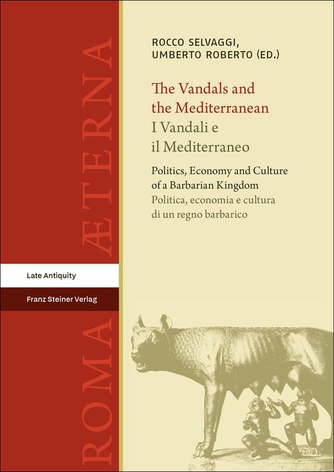 Titel: The Vandals and the Mediterranean. Bild einer Wölfin mit zwei Kindern darunter.