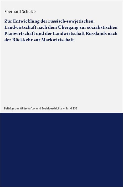 Text: "Zur Entwicklung der russisch-sowjetischen Landwirtschaft...". Oben steht der Autorname. Weißer Hintergrund.
