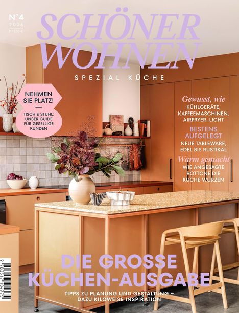 Titel: "SCHÖNER WOHNEN - SPEZIAL KÜCHE". Text: "NEHMEN SIE PLATZ!" und "DIE GROSSE KÜCHEN-AUSGABE". Küche in warmen Tönen.