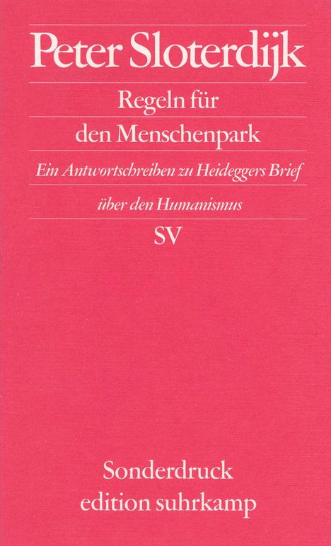 Peter Sloterdijk: Regeln für den Menschenpark, Buch