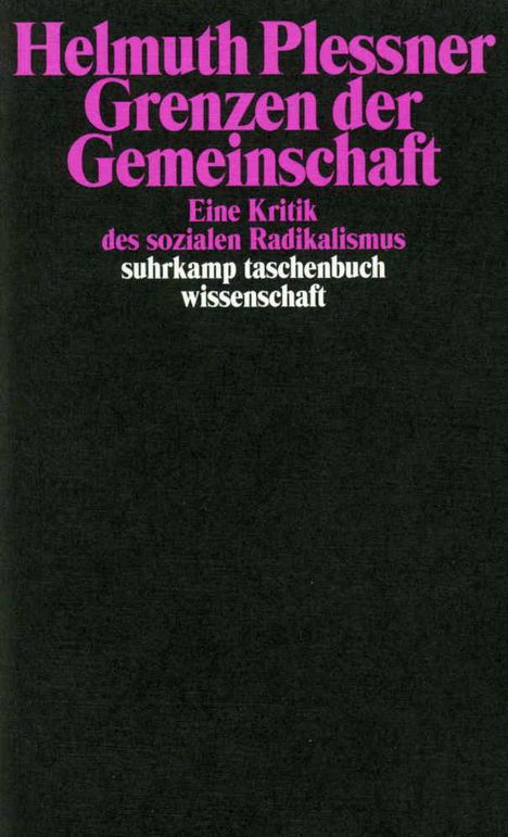 Helmuth Plessner: Grenzen der Gemeinschaft, Buch