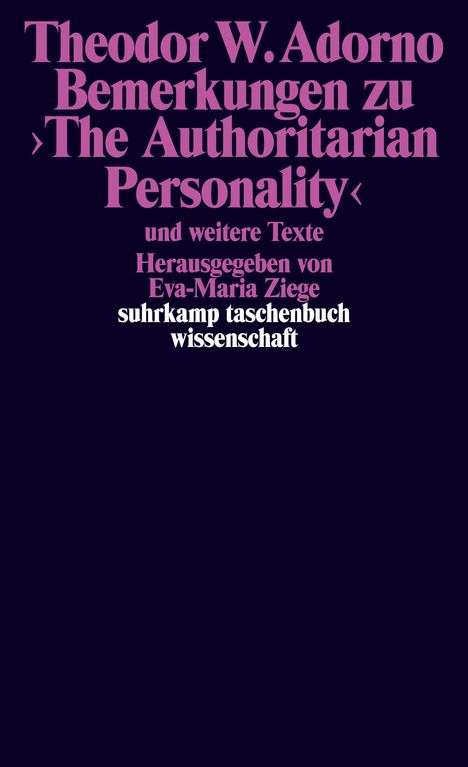 Theodor W. Adorno (1903-1969): Bemerkungen zu >The Authoritarian Personality<, Buch