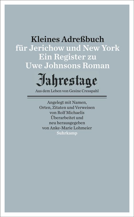 Kleines Adressbuch für Jerichow und New York, Buch