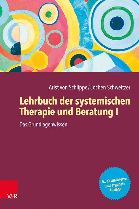 Lehrbuch der systemischen Therapie und Beratung I. Bunte, abstrakte Illustration mit konzentrischen Kreisen.