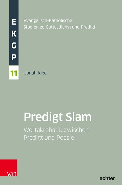 „Predigt Slam: Wortakrobatik zwischen Predigt und Poesie“, Autor: Jonah Klee. Beige Hintergrund, schlichtes Design.
