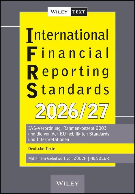 Cover mit gelbem Hintergrund: "International Financial Reporting Standards 2026/27". Weitere Infos oben und unten.