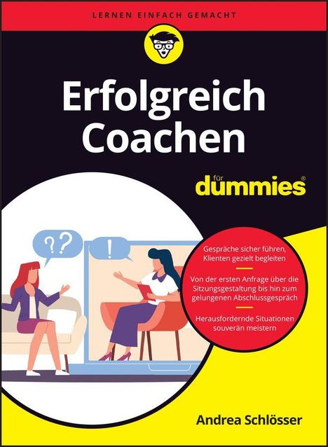 "Erfolgreich Coachen für dummies", zwei Frauen in Beratungsgespräch, im Stil einer Buchillustration.