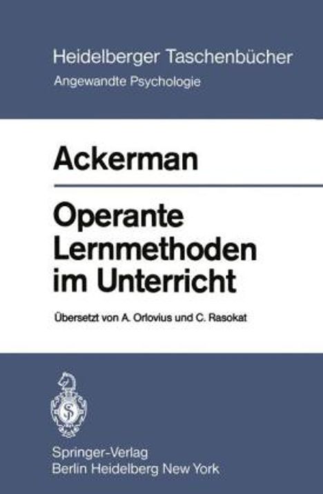 J. M. Ackerman: Operante Lernmethoden im Unterricht, Buch