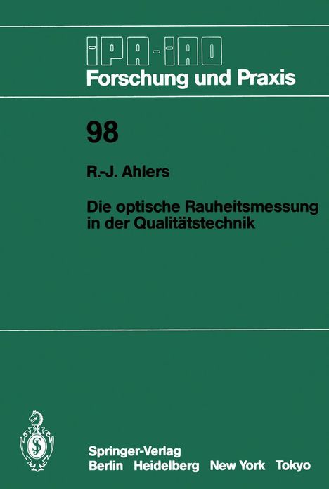 Rolf-Jürgen Ahlers: Die optische Rauheitsmessung in der Qualitätstechnik, Buch