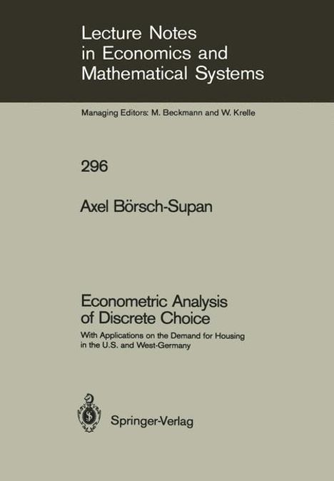 Axel Börsch-Supan: Econometric Analysis of Discrete Choice, Buch