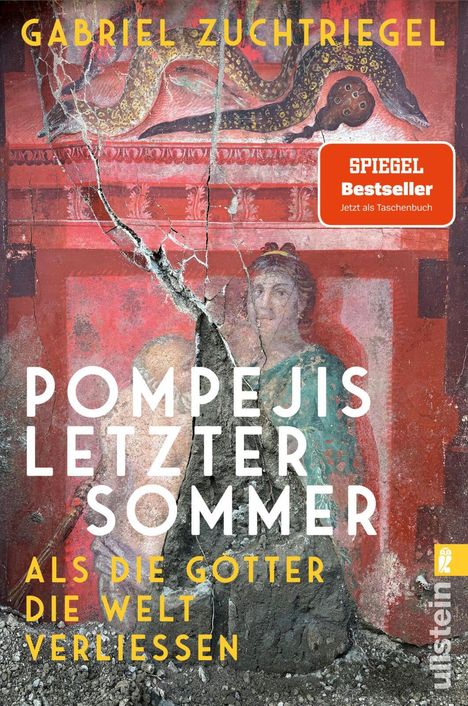 Oben steht „Gabriel Zuchtriegel“. Dann: „Pompejis letzter Sommer“. Illustration von antiken Wandmalereien.