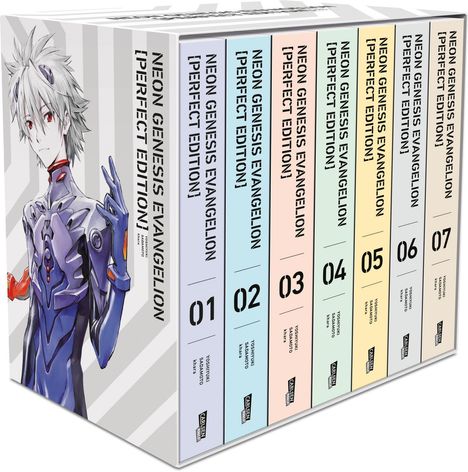 Yoshiyuki Sadamoto: Neon Genesis Evangelion - Perfect Edition, Bände 1-7 im Sammelschuber mit Extras, Diverse