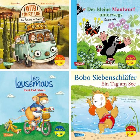 "Otto fährt los", "Der kleine Maulwurf unterwegs", "Leo Lausemaus lernt Rad fahren", "Bobo Siebenschläfer Ein Tag am See".