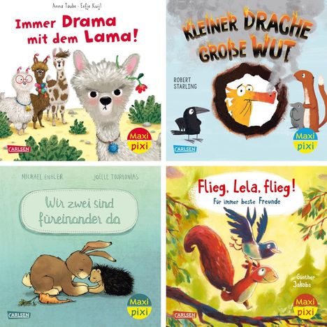 "Immer Drama mit dem Lama!"; "Kleiner Drache Große Wut"; "Wir zwei sind füreinander da"; "Flieg, Lela, flieg!".