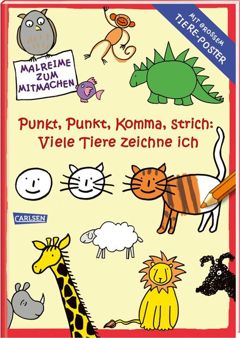 Katja Mensing: Punkt, Punkt, Komma Strich: Viele Tiere zeichne ich (mit XXL-Poster), Buch