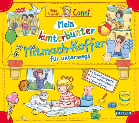 Hanna Sörensen: Conni Gelbe Reihe (Beschäftigungsbuch): Mein kunterbunter Mitmach-Koffer für unterwegs (Buch-Set für die Ferienzeit), Buch