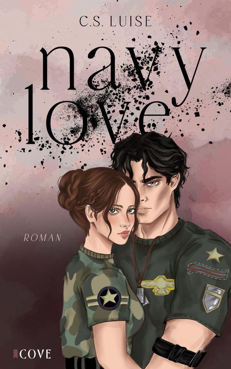 „Navy Love“ von C.S. Luise. Illustration: Paar in Militärkleidung vor rosa Hintergrund. 