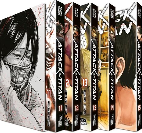 Hajime Isayama: Attack on Titan, Bände 11-15 im Sammelschuber mit Extra, Diverse