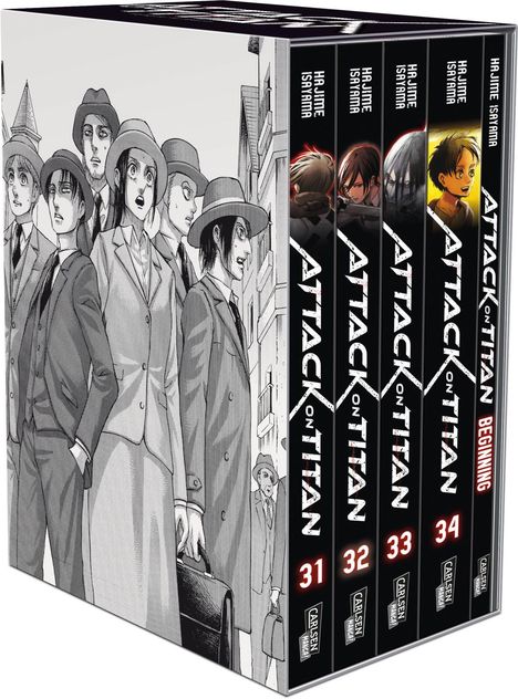 Hajime Isayama: Attack on Titan, Bände 31-34 im Sammelschuber mit Extra, Buch