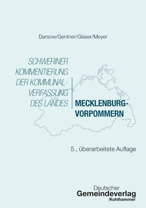 Text auf hellblauem Hintergrund: Schweriner Kommentierung der Kommunalverfassung des Landes Mecklenburg-Vorpommern.