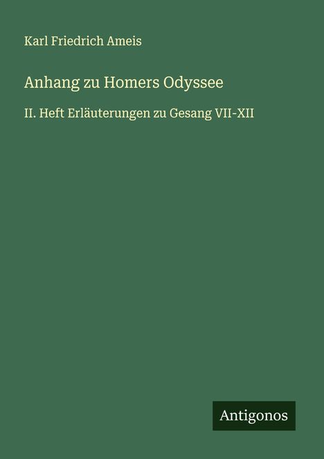 Karl Friedrich Ameis: Anhang zu Homers Odyssee, Buch