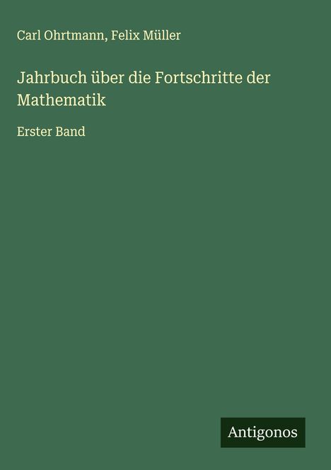 Carl Ohrtmann: Jahrbuch über die Fortschritte der Mathematik, Buch