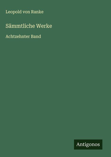 Leopold von Ranke: Sämmtliche Werke, Buch