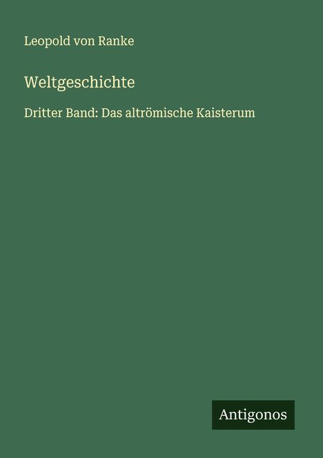 Leopold von Ranke: Weltgeschichte, Buch
